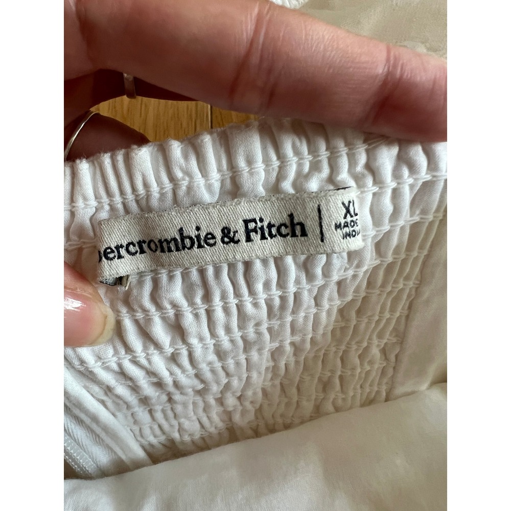 Abercrombie & Fitch Emerson Cap Sleeve Mini Dress White Linen Blend Womens XL - Picture 6 of 10